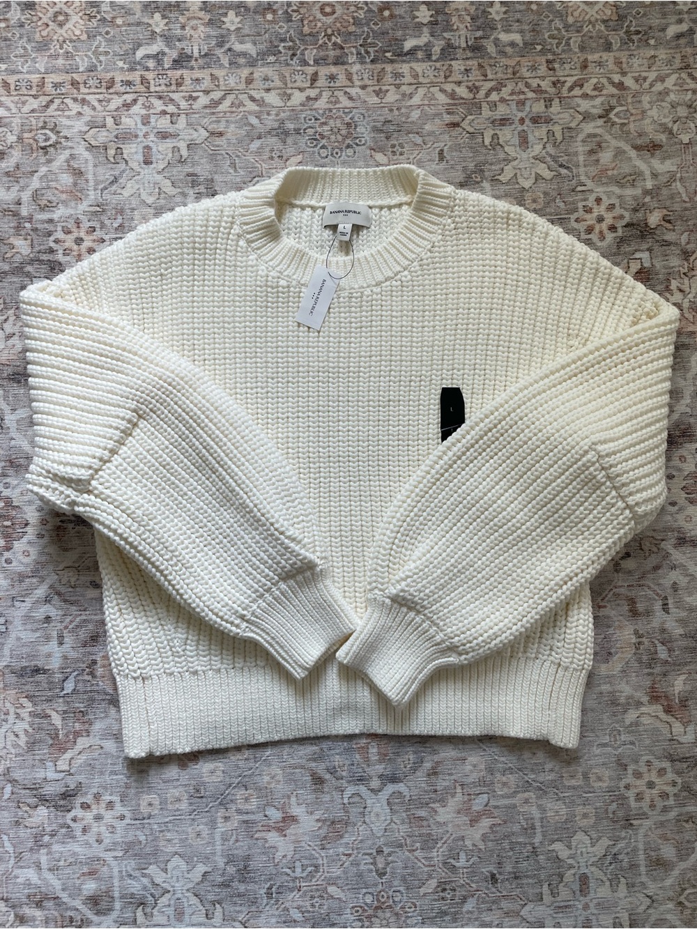 Banana Republic Cream Chunky Knit Crewneck Sweater